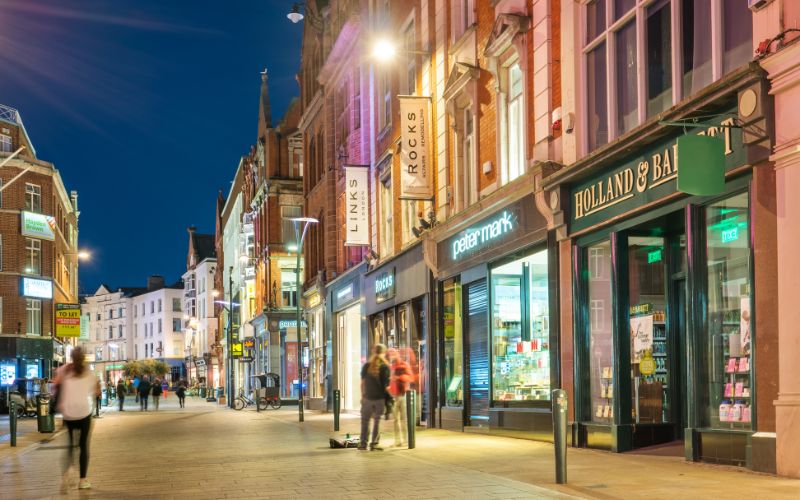 Grafton Street Shopping District in Dublin, Ireland